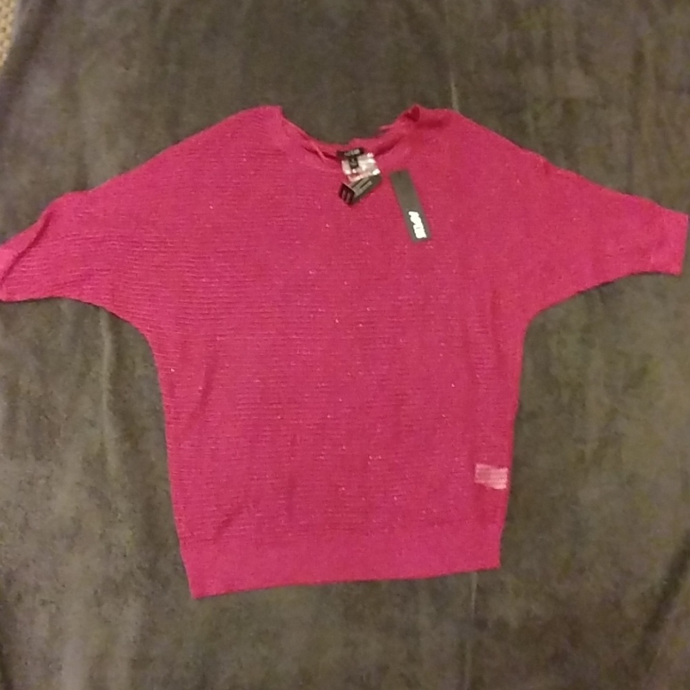 NWT Apt 9 fusia pink open stitch Dolman Pull over